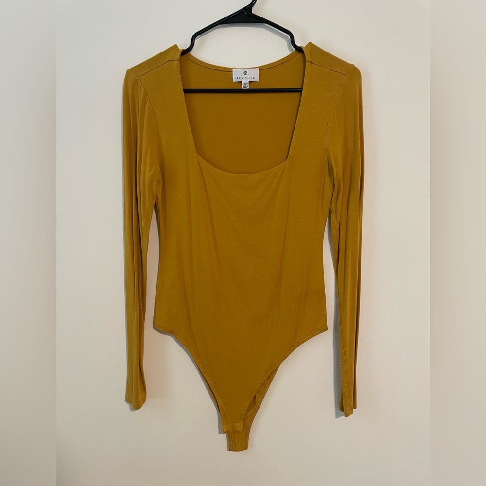 Yellow square neck bodysuit - Socialite - S